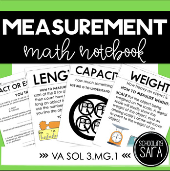 Preview of Measurement Length and Capacity Math Notebook | VA SOL 3.7 | Digital & Print