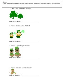 Preview of Measurement, Length and Size (St. Patrick's Day Themed)