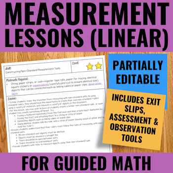 Preview of Measurement Lessons for Guided Math | Partially Editable for French Translation