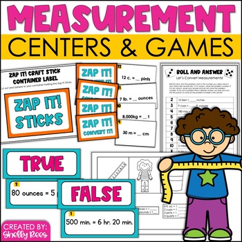 Preview of Measurement Conversion Games Activities Worksheets Centers