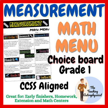 Preview of Measurement Math Menu Grade 1 | Enrichment | Choice menu | Printable Offline