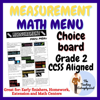 Preview of Measurement Math Menu Grade 2 | Enrichment | Choice menu | Printable Offline