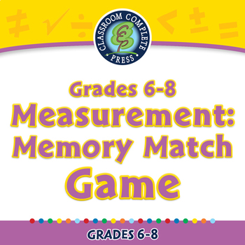 Preview of Measurement: Memory Match Game - NOTEBOOK Gr. 6-8