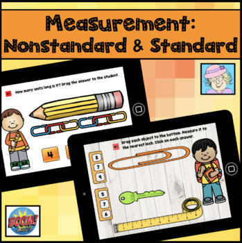 Preview of Nonstandard Measurement Remote Learning and Standard Measurement Boom™ Cards