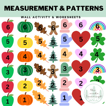 Preview of Measurement & Patterns Wall Activity & Worksheets in French and English