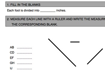 Preview of Measurement Quiz - Inches