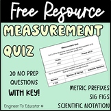 Measurement Quiz | Metric prefixes significant figures sci