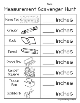 Measurement Scavenger Hunt (Inches) by Cupcakes and Craftastrophes