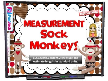 Preview of Measurement Sock Monkeys Smart Board Game (CCSS.2.NBT.MD.2)