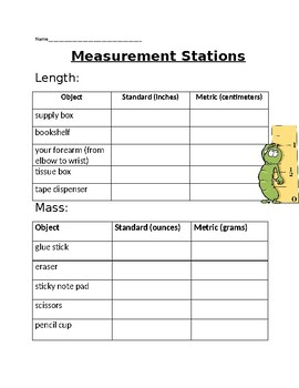Preview of Measurement Stations Lab- 4th Grade  Metric and Standard
