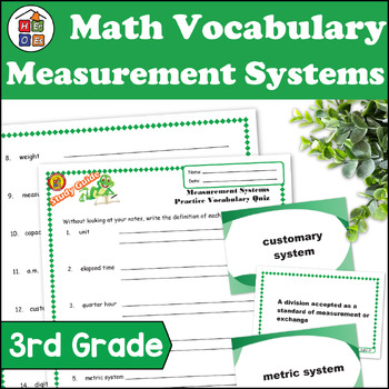 Preview of Measurement Systems | 3rd Grade Math Vocabulary Study Guide Materials