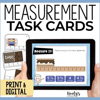 Preview of Measuring to the Nearest Quarter Inch - Measurement Task Cards & Boom Cards