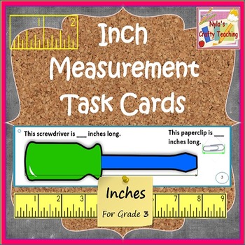 Preview of Measurement Task Cards for Inches - whole half and quarter inch