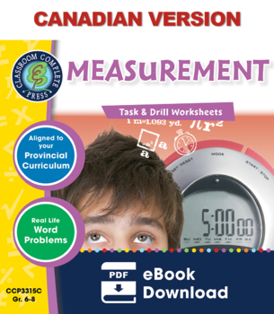 Preview of Measurement - Task & Drill Sheets Gr. 6-8 - Canadian Content