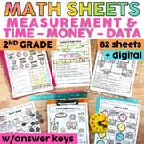 2nd Grade Measurement, Time, Money and Data Math Worksheet