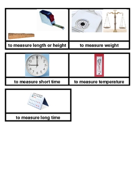 Preview of Measurement Tools Picture Sort