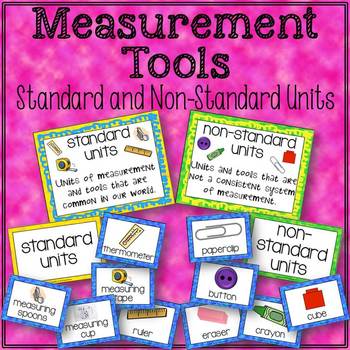 Preview of Measurement Tools Standard and Non-Standard Units Sorting Cards and Posters