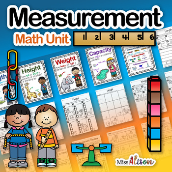 Preview of Kindergarten Math: Measurement Unit and Worksheets