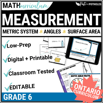 Preview of Grade 6 Ontario Metric Measurement Activities: Measuring Angles & Surface Area