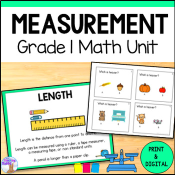 Preview of Measurement Unit - Length, Mass, Capacity & Area - Grade 1 Math (Ontario)