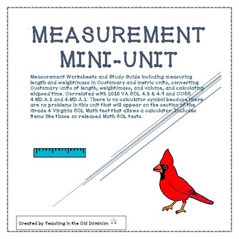 Preview of Measurement Unit- Length, Weight/Mass, Customary Capacity, and Elapsed Time