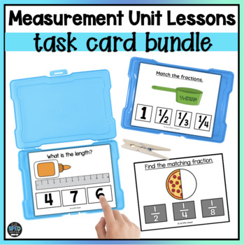 Preview of Math Measurement Unit Lessons Centers Task Cards Skills Special Education Bundle
