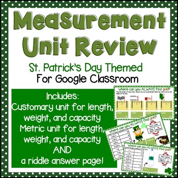 Preview of Measurement Review Practice for Google Classroom (St. Patrick's Day Themed!)