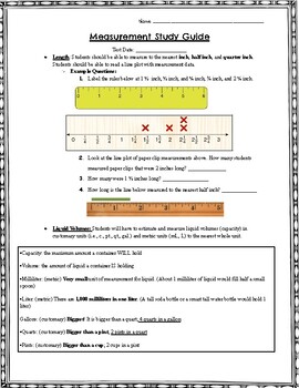 Preview of Measurement Unit Study Guide