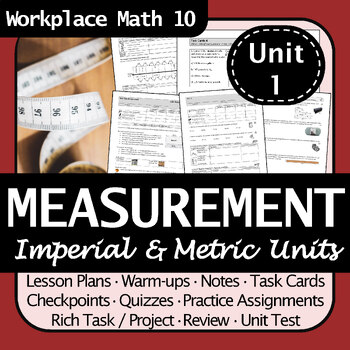 Preview of Measurement Unit Workplace Math 10 | Engaging, Differentiated, No Prep Needed!