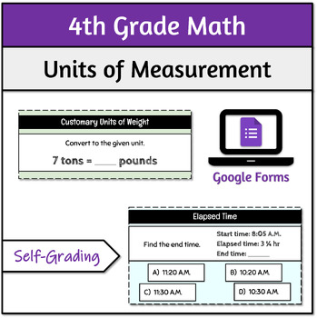 Preview of Measurement Units | 4th Grade Math | Self-Grading Google Forms™