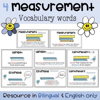 Preview of Measurement Vocabulary Flashcards: Word Wall Terms