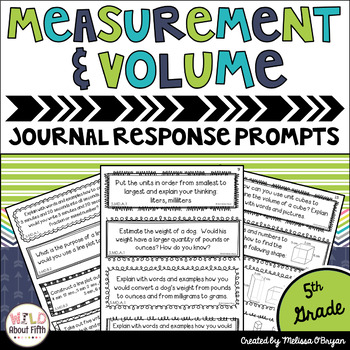 Preview of Math Journal Prompts Measurement 5th Grade