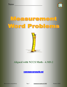 Preview of Measurement Word Problems - 4.MD.2