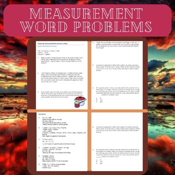 Preview of Measurement Word Problems Worksheets