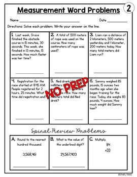 measurement word problems worksheets by shelly rees tpt