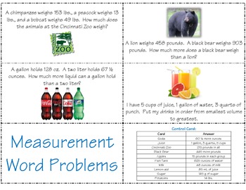 Preview of Measurement Word Problems *aligned with CCSS