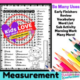 Measurement Word Search Activity : Early Finishers : Morni