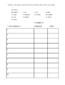 Preview of Measurement Worksheet