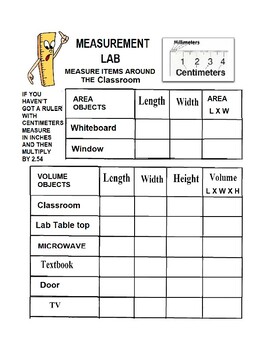 Preview of Measurement Lab Activity:  Measuring Things Around in the Classroom