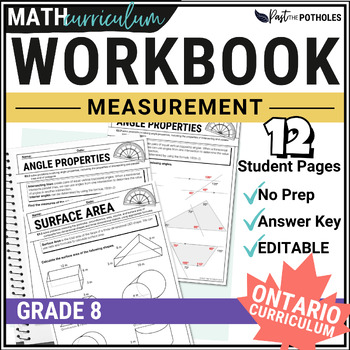 Preview of Metric Measurement Worksheets | Angles, Surface Area & Volume | Ontario Math 8