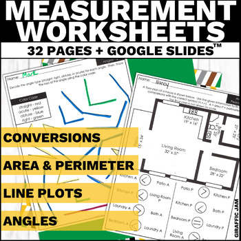 Preview of Measurement Worksheets for 4th Grade Math with Digital Google Slides Version
