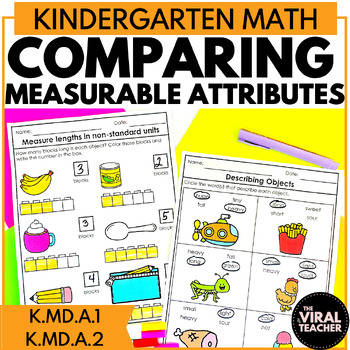 Preview of Measurement Worksheets Nonstandard Units and Comparing Objects Kindergarten Math