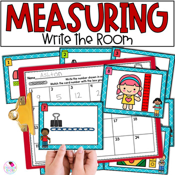 Preview of Measurement Practice - Measuring Length Math Write the Room for 1st Grade