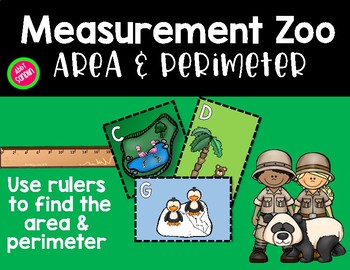 Preview of Measurement Zoo: Area & Perimeter (Use rulers to find area and perimeter!)
