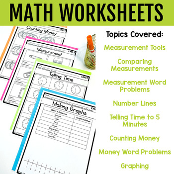 2nd grade math worksheets measurement and data distance