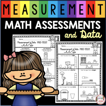 Preview of Kindergarten Measurement and Data Math Tests - First Grade Assessments