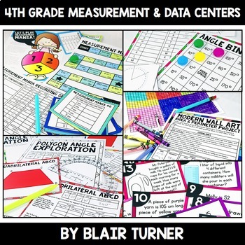 Preview of Measurement and Data Centers Bundle: 4th Grade Math Test Prep