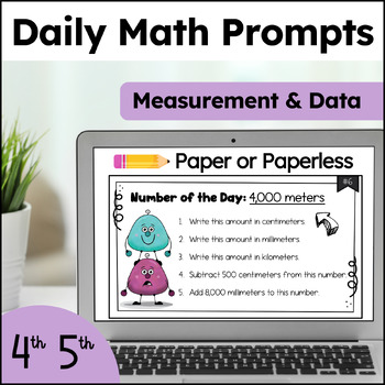 Preview of 4th Grade Math Warm Up - Measurement & Data Number Talks -Paperless Morning Work