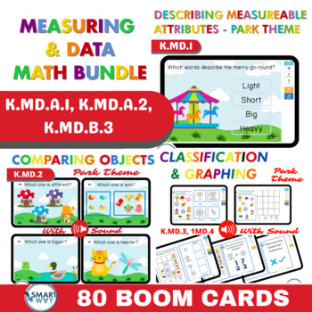 Preview of Measurement and Data Park Theme Boom Cards Bundle | K.MD.1, K.MD.2, K.MD.3