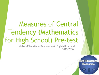 Preview of Measures of Central Tendency Pre-Test [NEW PRODUCT- Product TEST]